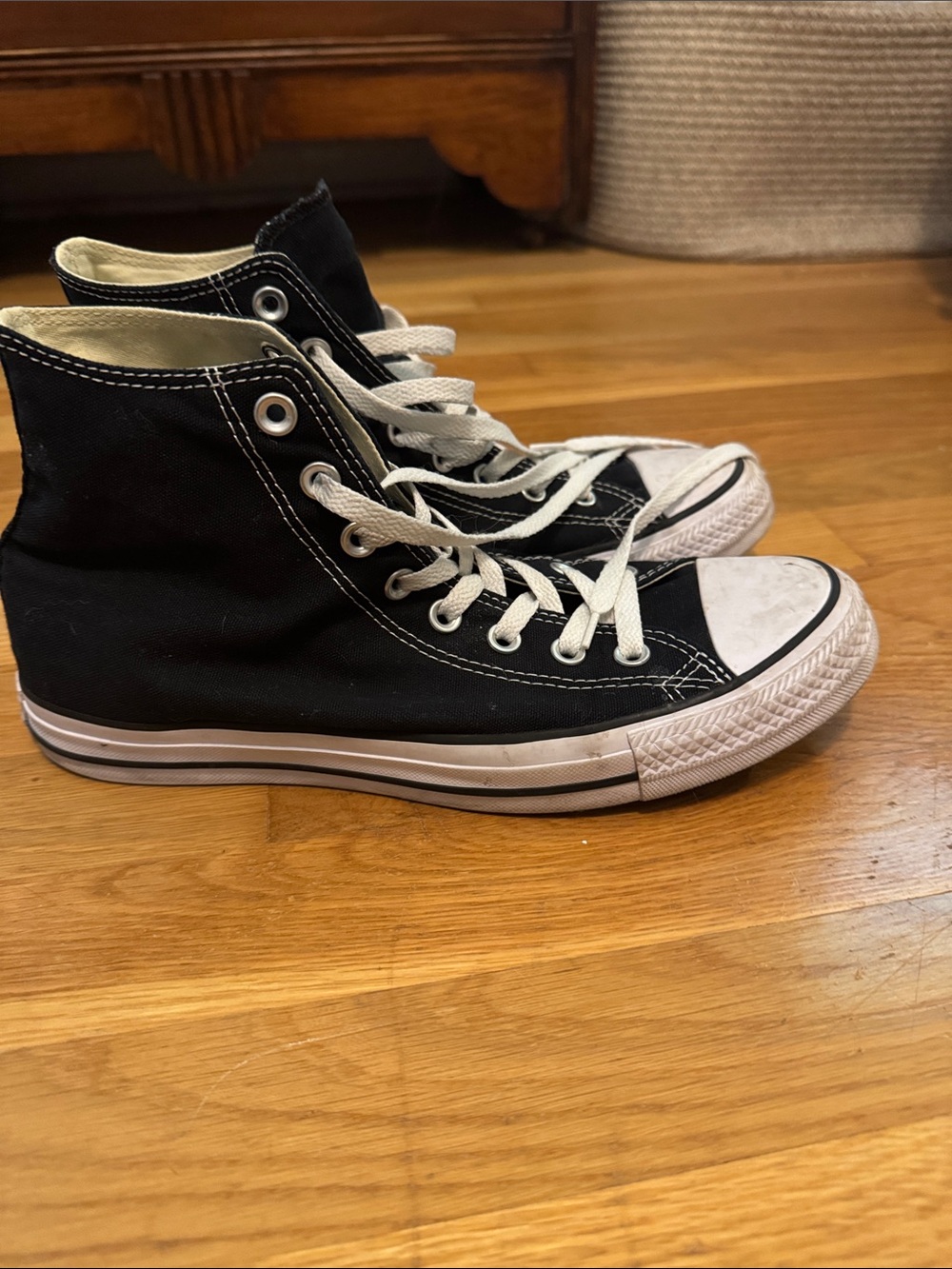 Converse Black and White High Top Sneakers - Picture 5 of 10